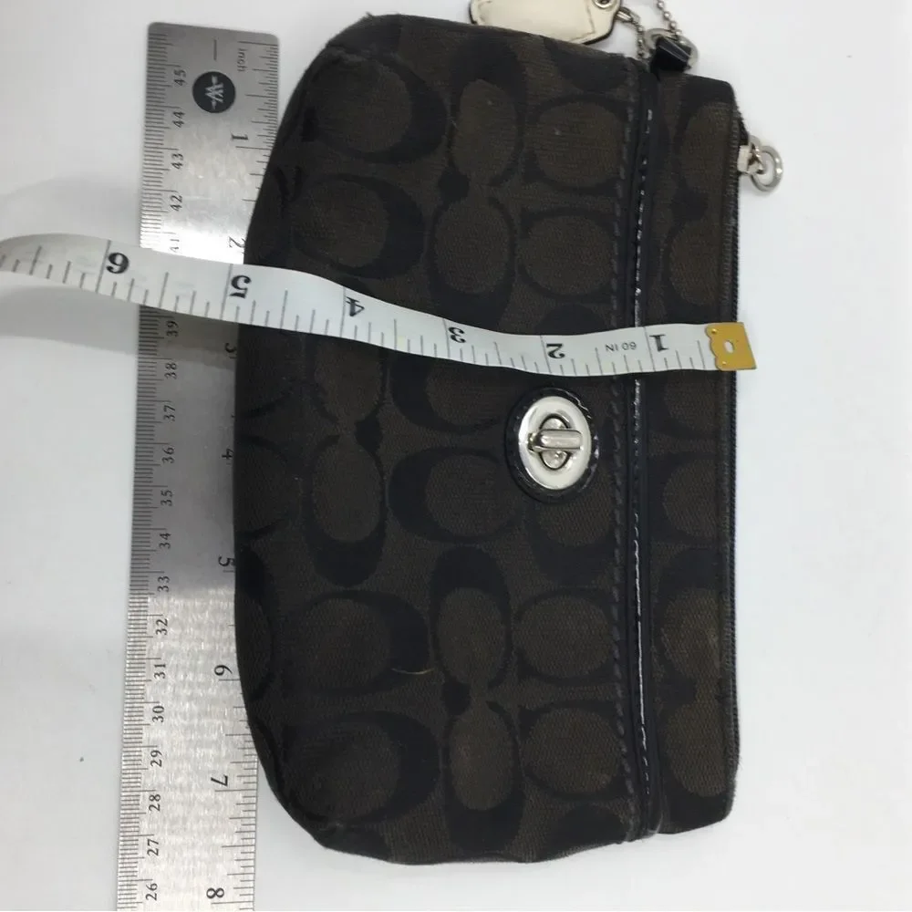 Coach PROJECT Signature Jacquard Turnlock Wristlet Pouch Black